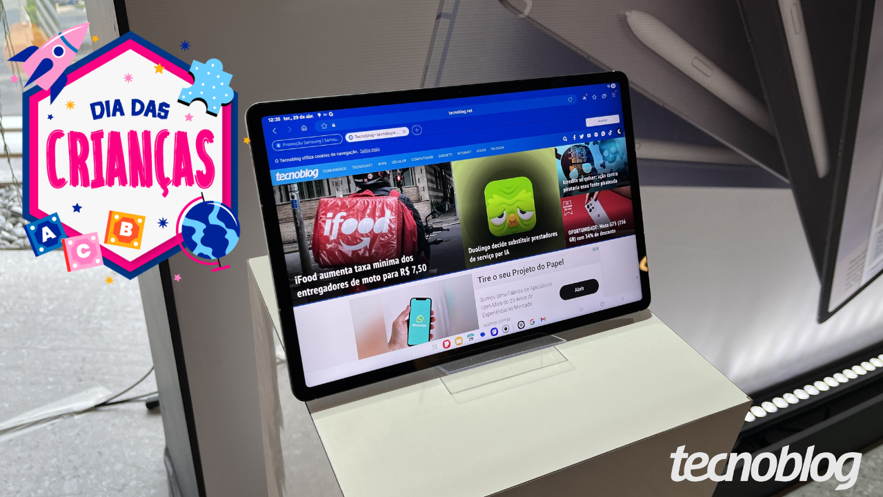Galaxy Tab S10 FE Plus cai 46% para presente de Dia das Crianças