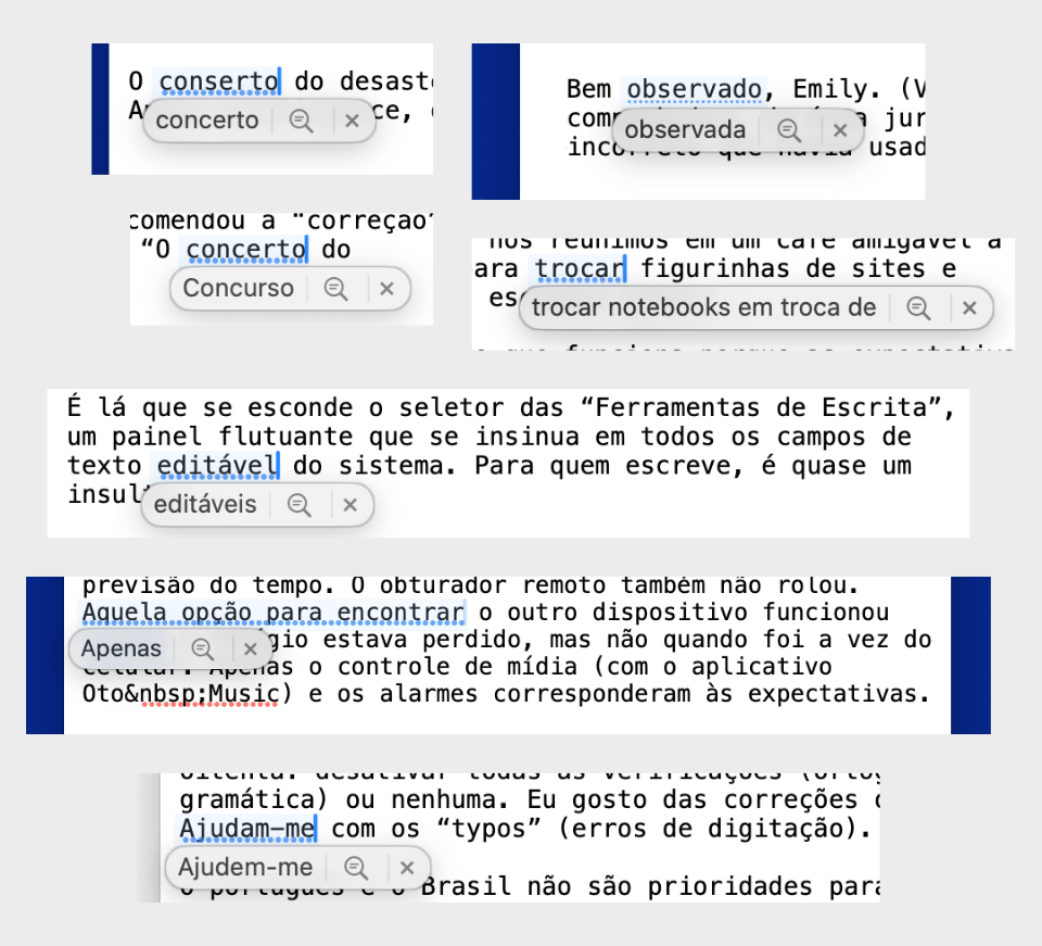 Coisas estranhas no editor de texto do macOS 27